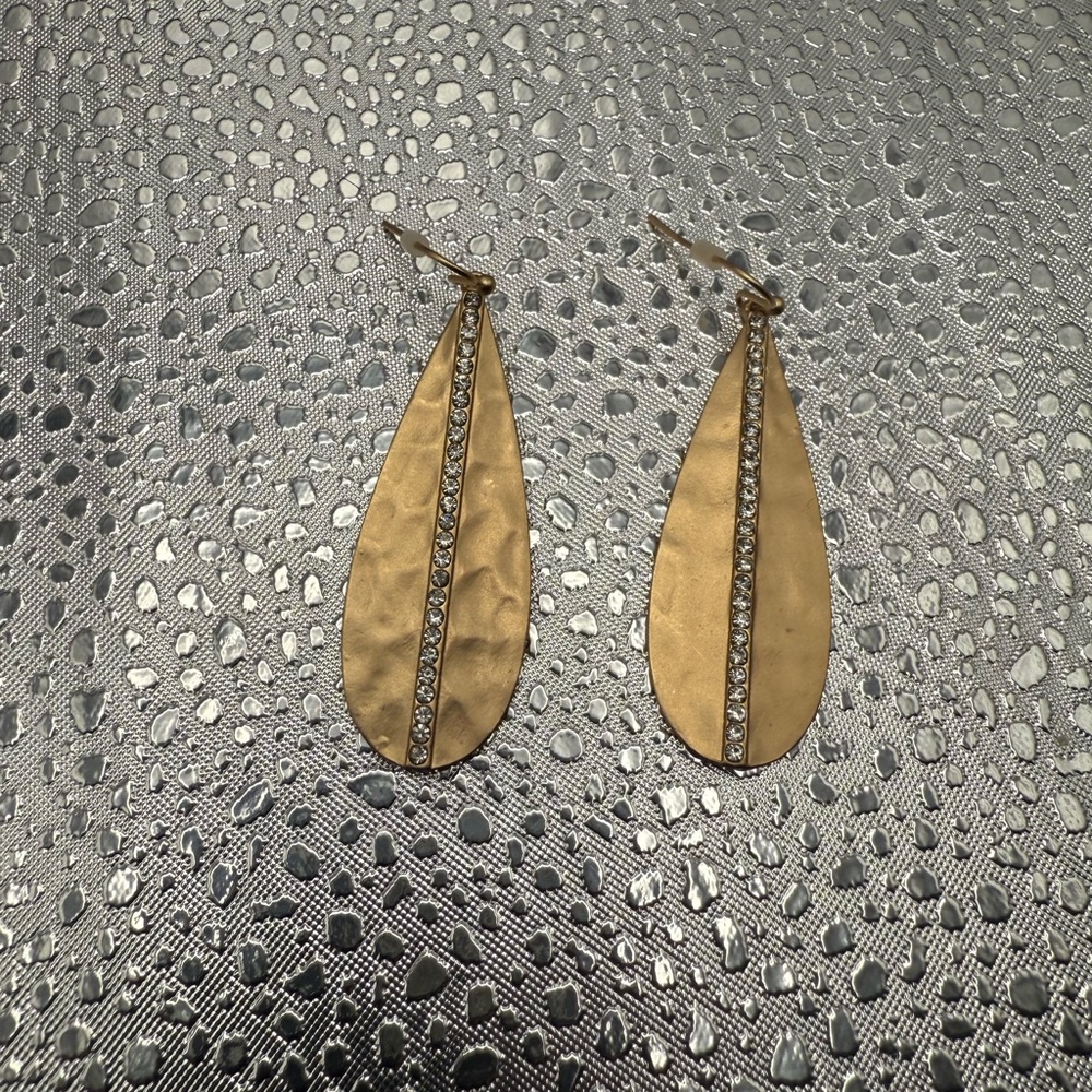 Elegant Gold and Rhinestone Teardrop Earrings